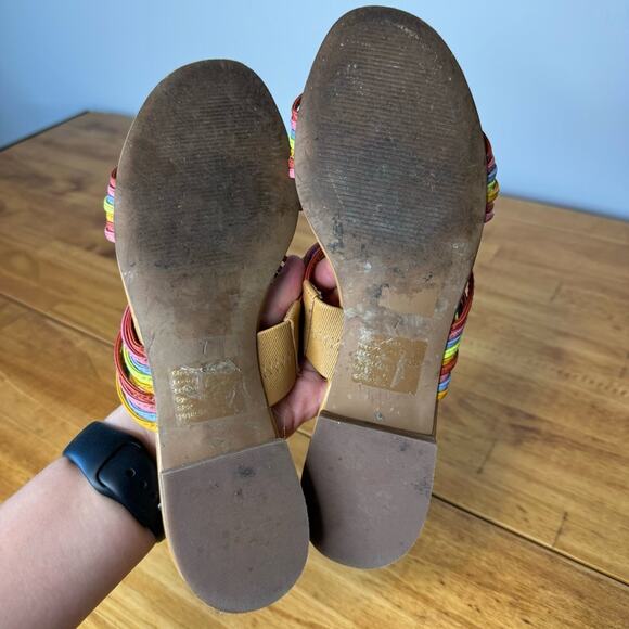 Madewell The Meg Slide Sandals Rainbow Strappy Leather Flats Size 7 - Picture 4 of 6